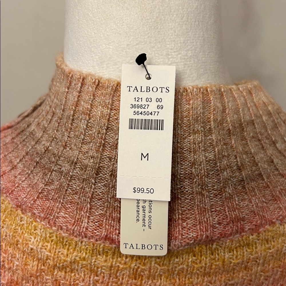 Talbots multicolored mock neck button sweater Siz… - image 4